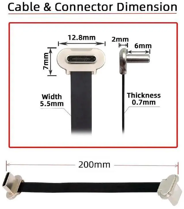 Alt view image 2 of 7 - AJMRTC 20cm(7.87 Inch) Angled Short USBC to USBC Cable Black,Ultra Slim Flat USB2.0 480Mbps Data 65W PD Fast Charging Cord for Laptops,Tablets,Android USBC Smartphones