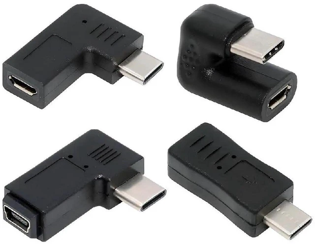Main image of AJMRTC 4Pcs/Lot USBC to Micro USB & Mini USB Female Adapter Set,Opposite RightBack Angled USB2.0 480Mbps Male Converter for Charging & Data Sync for Legacy Micro/Mini USB Devices