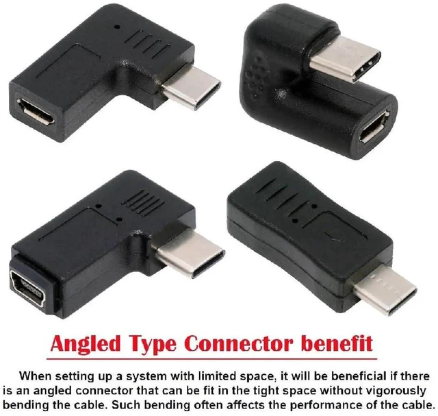 Alt view image 7 of 7 - AJMRTC 4Pcs/Lot USBC to Micro USB & Mini USB Female Adapter Set,Opposite RightBack Angled USB2.0 480Mbps Male Converter for Charging & Data Sync for Legacy Micro/Mini USB Devices