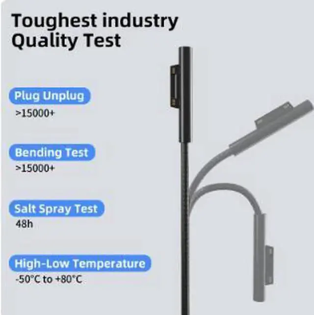 Alt view image 3 of 5 - AJMRTC 1.8M USBC to Surface Charging Cable,100W PD 15V/3A Power Cord for Microsoft Surface Pro 3 4 5 6 7 8 9,Surface Go,Surface Book,Surface Laptop Series Laptops