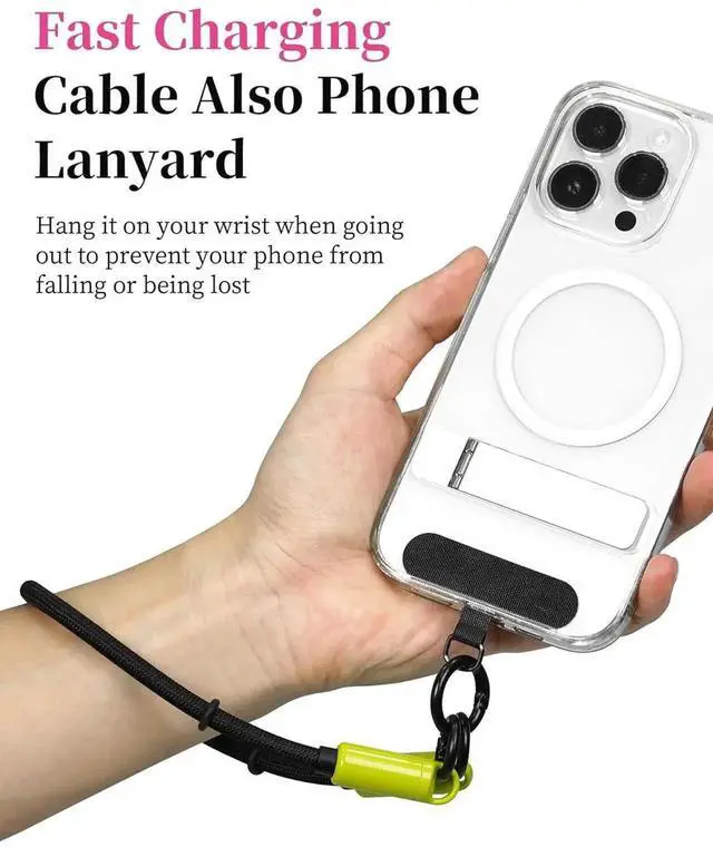 Alt view image 2 of 7 - AJMRTC Keychain USBC to USBC Short Cable 0.5FT Green,Portable Lanyard 240W PD Fast Charging Cord,USB2.0 480Mbps Data Sync for iPhone 17 16 15 Pro Max,iPad Pro,USBC Laptops & Smartphones