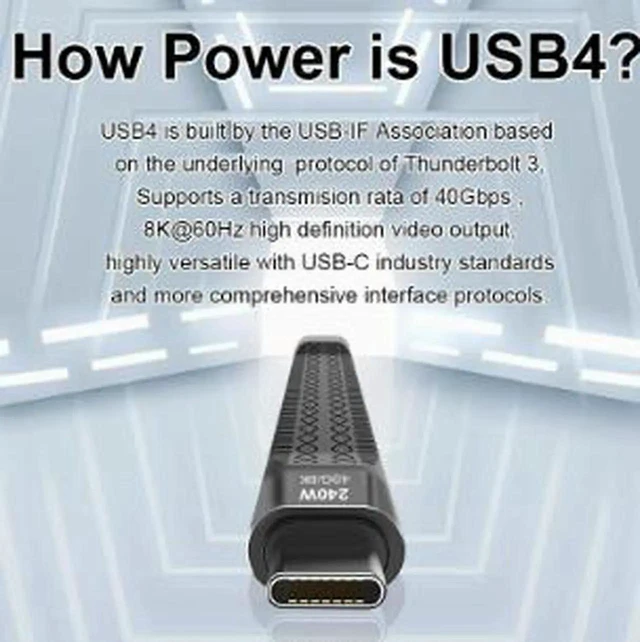 Alt view image 3 of 4 - AJMRTC USB4 TypeC to TypeC FullFeature Cable,40Gbps Data,PD3.1 240W Fast Charging,8K@60Hz Video Output Cord for Laptops,Smartphones,External SSDs,Docking Stations