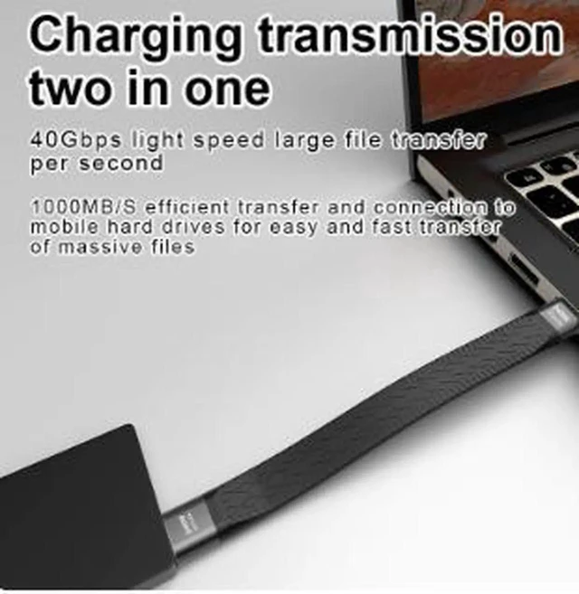 Alt view image 2 of 4 - AJMRTC USB4 TypeC to TypeC FullFeature Cable,40Gbps Data,PD3.1 240W Fast Charging,8K@60Hz Video Output Cord for Laptops,Smartphones,External SSDs,Docking Stations