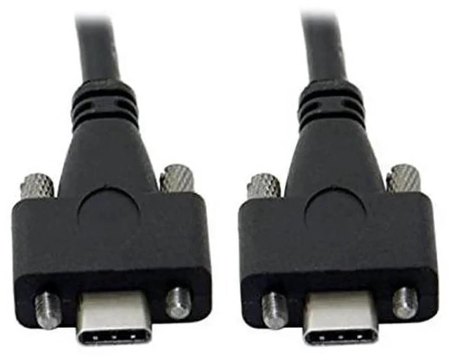 Main image of AJMRTC 120cm PanelMount Dual M2 Screw Locking USB3.1 TypeC Male to Locking TypeC Male Cable,10Gbps HighSpeed Data Cord for Industrial Equipment,Cameras,Tethered Shooting Devices