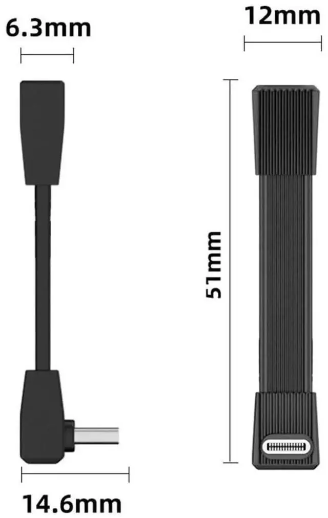 Alt view image 3 of 7 - AJMRTC 51MM UpAngled 90Degree FPC Flat Slim USBC Male to Female Extension Cable,USB5.0 80Gbps,240W PD Charging,16K 8K@60Hz 5K Video for USB4 Thunderbolt 3/4/5 Laptops,SSD Docks