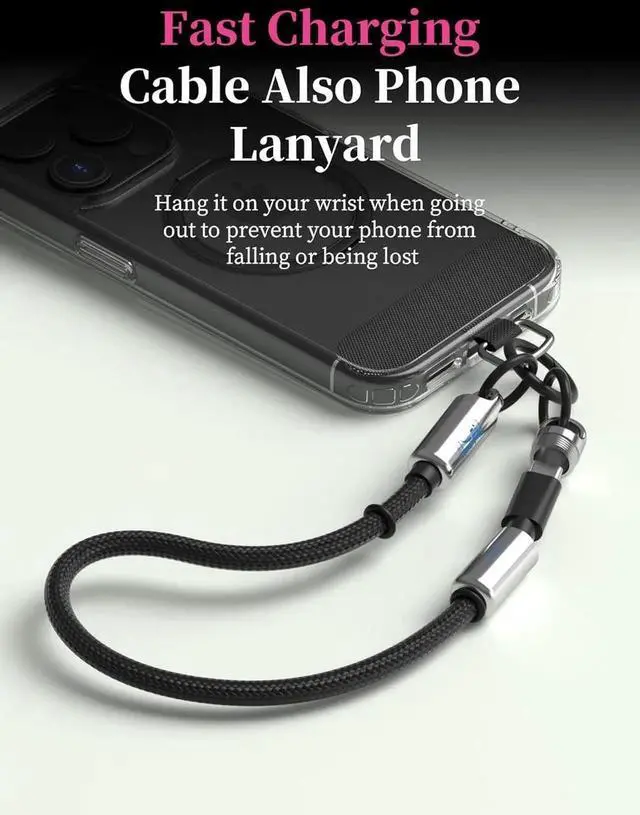 Alt view image 7 of 7 - AJMRTC Keychain USBC to USBC Short Cable 0.5FT Silver,Portable Lanyard 240W PD Fast Charging Cord,USB2.0 480Mbps Data Sync for iPhone 17 16 15 Pro Max,iPad Pro,USBC Laptops & Smartphones