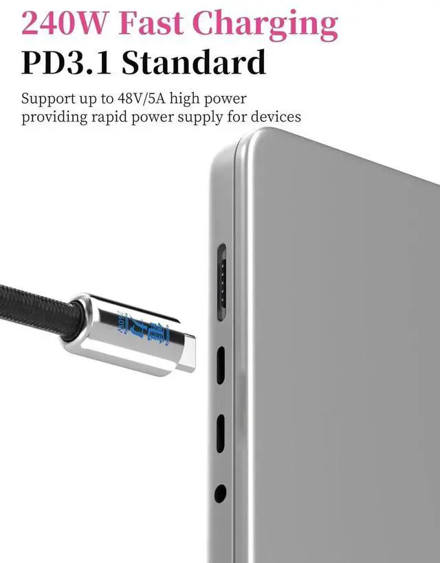 Alt view image 3 of 7 - AJMRTC Keychain USBC to USBC Short Cable 0.5FT Silver,Portable Lanyard 240W PD Fast Charging Cord,USB2.0 480Mbps Data Sync for iPhone 17 16 15 Pro Max,iPad Pro,USBC Laptops & Smartphones