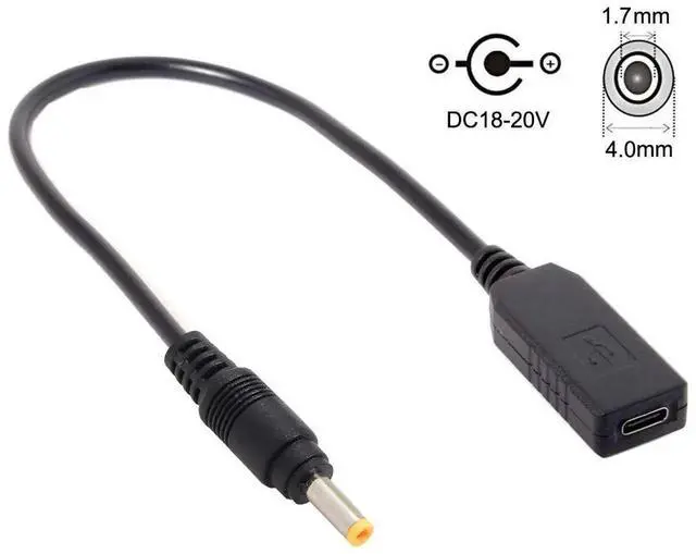 Alt view image 2 of 7 - AJMRTC USBC PD Trigger Emulator Cable,USB3.1 TypeC Input to DC 20V 4.0x1.7mm Output Power Plug,PD Decoy Charging Cord for DCPort Laptops & Notebooks