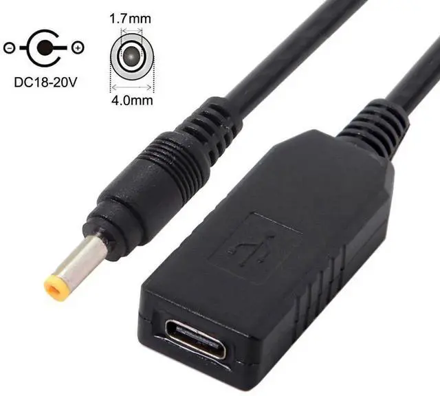 Alt view image 3 of 7 - AJMRTC USBC PD Trigger Emulator Cable,USB3.1 TypeC Input to DC 20V 4.0x1.7mm Output Power Plug,PD Decoy Charging Cord for DCPort Laptops & Notebooks