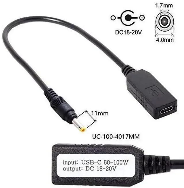 Alt view image 4 of 7 - AJMRTC USBC PD Trigger Emulator Cable,USB3.1 TypeC Input to DC 20V 4.0x1.7mm Output Power Plug,PD Decoy Charging Cord for DCPort Laptops & Notebooks