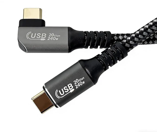 Main image of AJMRTC 6.6FT (2M) RightAngle USB4 TypeC to TypeC Cable,240W PD3.1 Fast Charging,20Gbps Data Transfer,8K Video Cord for USBC Laptops,Monitors,Docking Stations & External SSDs