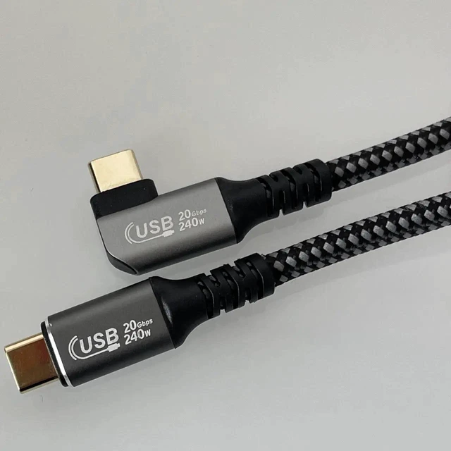 Alt view image 3 of 6 - AJMRTC 6.6FT (2M) RightAngle USB4 TypeC to TypeC Cable,240W PD3.1 Fast Charging,20Gbps Data Transfer,8K Video Cord for USBC Laptops,Monitors,Docking Stations & External SSDs