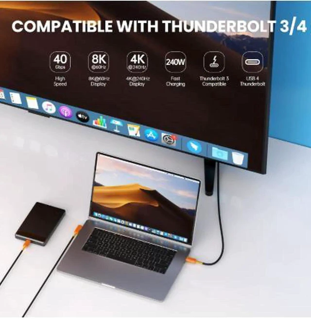Alt view image 3 of 3 - AJMRTC 0.3M Silicone USB4 TypeC to TypeC Cable,40Gbps Data 240W PD3.1 Fast Charging,8K Video Output,Compatible with Thunderbolt 4 for Laptops,External SSDs,Docking Stations & Monitors