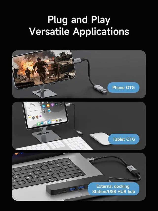 Alt view image 7 of 7 - AJMRTC 4.9FT Braided USBC Male to USBA Female OTG Extension Cable,10Gbps Data Transfer Adapter for iPhone 17/16/15 Pro Max,iPad Pro,Android Phones,USB Flash Drive,Gaming Keyboard,Mouse Peripherals