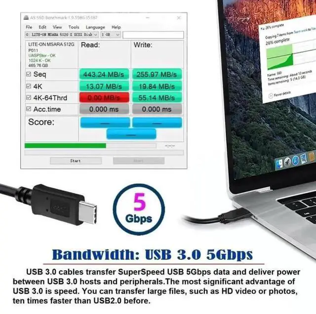 Alt view image 5 of 5 - AJMRTC ScrewMount USBC to Micro USB 3.0 Data Cable,5Gbps HighSpeed Transfer Cord for Industrial Cameras,Portable Hard Drives,MassStorage Devices,FixedInstallation Industrial Equipment