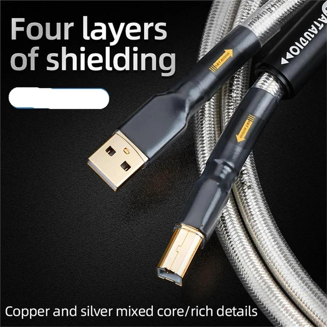 Alt view image 2 of 5 - ATAUDIO HiFi Professional USB Audio Cable,7N OCC SilverPlated TypeA to TypeB USB Cable for DAC,Amplifier,Computer,HiRes Digital Audio System