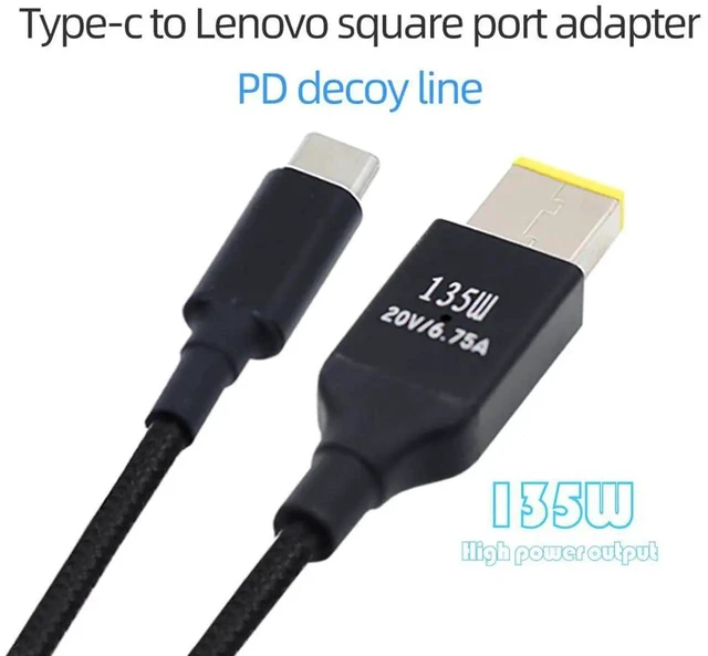 Alt view image 7 of 7 - AJMRTC 135W USBC PD Trigger Charge Cable,TypeC Input to DC 20V 6.25A Rectangle 11.0×4.5mm Output Power Cord for Laptops with 11.0×4.5mm Rectangular DC Power Jack