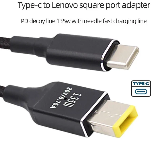 Alt view image 6 of 7 - AJMRTC 135W USBC PD Trigger Charge Cable,TypeC Input to DC 20V 6.25A Rectangle 11.0×4.5mm Output Power Cord for Laptops with 11.0×4.5mm Rectangular DC Power Jack
