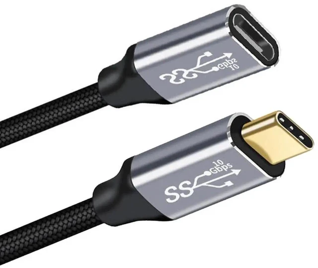 Main image of AJMRTC 2M StraightConnector USB3.1 TypeC Male to Female Extension Cable with Protective Sleeve,10Gbps Data 100W PD PassThrough Charging Cord for Laptops,Tablets,Docking Stations & USBC Peripherals