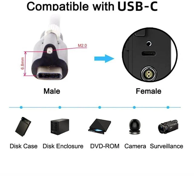 Alt view image 4 of 7 - AJMRTC Locking USB 3.1 Gen2 TypeC to Locking USBC Cable, 10Gbps Data & PD Power Cord, Single Panel Mount Screw Connector, AntiDrop for Machine Vision Camera, Industrial USBC Device Connection