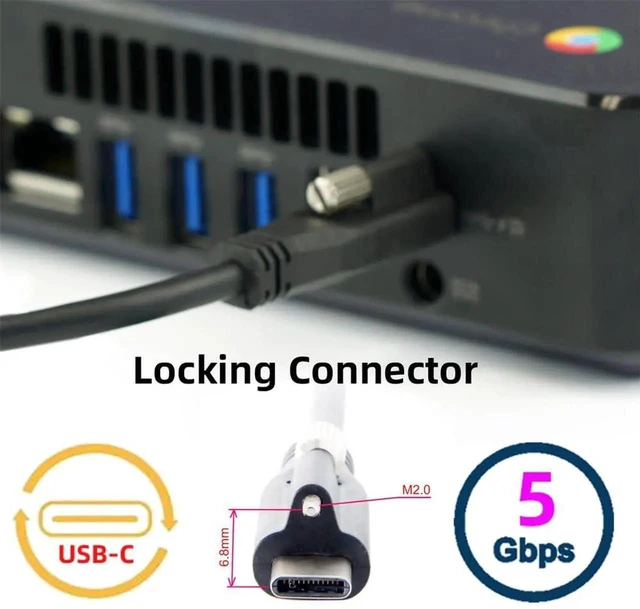 Alt view image 7 of 7 - AJMRTC Locking USB 3.1 Gen2 TypeC to Locking USBC Cable, 10Gbps Data & PD Power Cord, Single Panel Mount Screw Connector, AntiDrop for Machine Vision Camera, Industrial USBC Device Connection