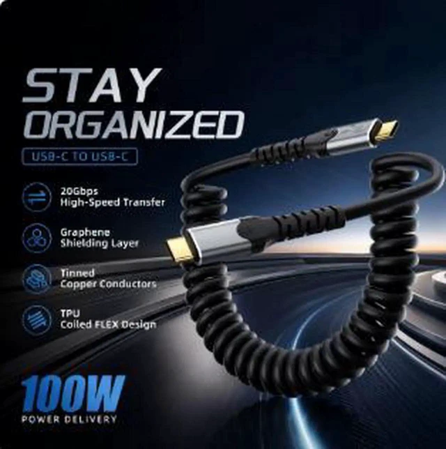 Alt view image 4 of 4 - AJMRTC 6.6FT USBC Extension Cable, USB 3.2 Gen 2x2 20Gbps TypeC Male to Female Cord, 100W PD Fast Charging, 4K 8K Video Display Output, Data Sync Extension Cord for Laptop, Phone, Docking Station, U