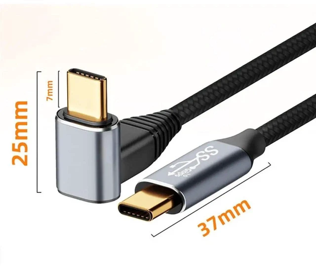 Alt view image 3 of 7 - AJMRTC 90Degree UpDown Angled USBC Male to Male Cable, USB 3.1 Gen2 10Gbps Data Sync, 100W PD Fast Charging, 300CM LowProfile RightAngle TypeC Cord for Laptop, Phone, SSD, Docking Station, USBC