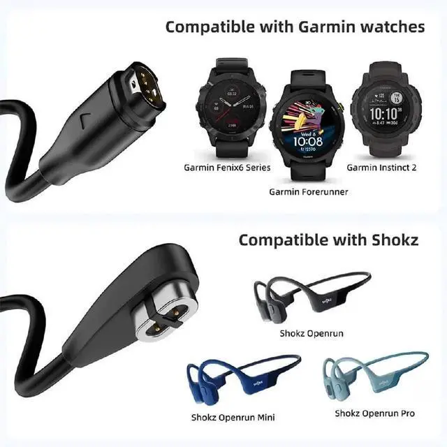 Alt view image 3 of 7 - AJMRTC 2Pcs Magnetic Charging Cable, USBA & USBC to 2Pin 4Pin Combo Smart Watch Earphone Charger Cord, Replacement Magnetic Charging Cable for Garmin, Shokz Headphones & Wearable Devices