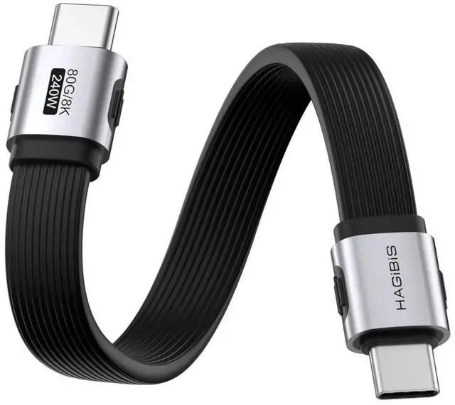 Main image of AJMRTC USB4 V2.0 Straight Short USBC Cable, 0.5FT, 80Gbps Data Transfer, 240W PD Fast Charging, 8K@60Hz Video, Compatible with Thunderbolt 5/4 for iPhone 17 16 15 Pro Max, iPad Pro USBC Devices