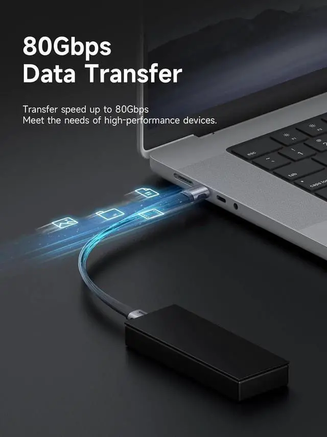 Alt view image 2 of 7 - AJMRTC USB4 V2.0 Straight Short USBC Cable, 0.5FT, 80Gbps Data Transfer, 240W PD Fast Charging, 8K@60Hz Video, Compatible with Thunderbolt 5/4 for iPhone 17 16 15 Pro Max, iPad Pro USBC Devices