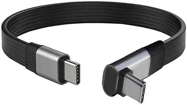 Main image of AJMRTC 20CM UpAngled 90 Degree Flat Slim FPC Male to Male Extension Cable, USB5.0 80Gbps 240W PD, 16K 8K@60Hz 5K Video, Backward Compatible with USB4.0 40Gbps Thunderbolt 3/4/5