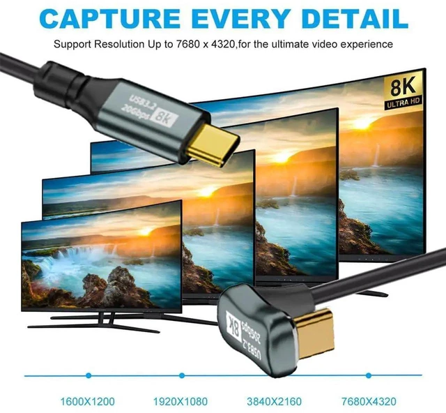 Alt view image 4 of 7 - AJMRTC Stretch Coiled USB4 USBC Cable, Opposite BackAngled Male to Male Cord, 20Gbps Data Sync, 100W PD Fast Charging, 8K Video Output for Laptop, Mechanical Keyboard, Tablet USBC Devices