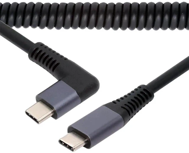 Alt view image 3 of 7 - AJMRTC RightAngled Stretch Coiled USB4 USBC Male to Male Cable, 20Gbps Data, 100W PD Charging, 8K Video, 180CM Max Stretched Length for Laptop, Keyboard, Tablet USBC Peripherals