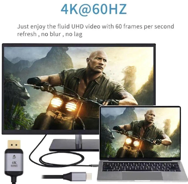 Alt view image 4 of 7 - AJMRTC 1.8M USBC to DisplayPort DP Male Cable, USB 3.1 Source to DP Display Cord, 4K HighDefinition Video Cable for Laptop, Monitor and External Display Projection Setup