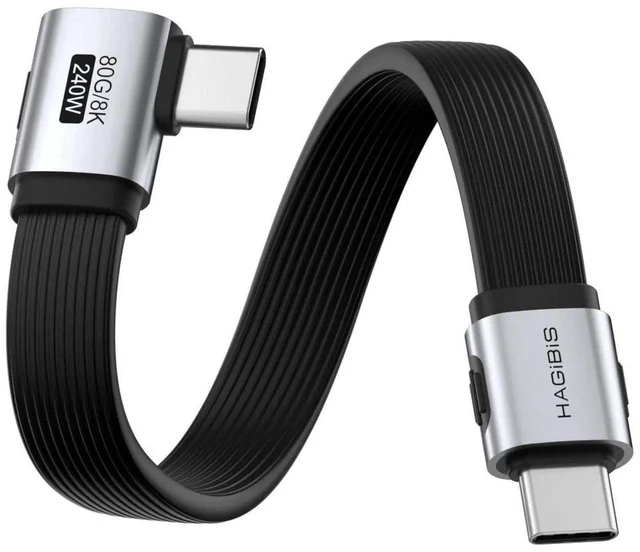 Main image of AJMRTC 0.8FT Side90Degree USB4 V2.0 Short USBC Cable, 80Gbps Data, 240W PD Fast Charging, 8K@60Hz Video, Compatible with Thunderbolt 5/4 for iPhone 17 16 15 Pro Max, iPad Pro USBC Devices