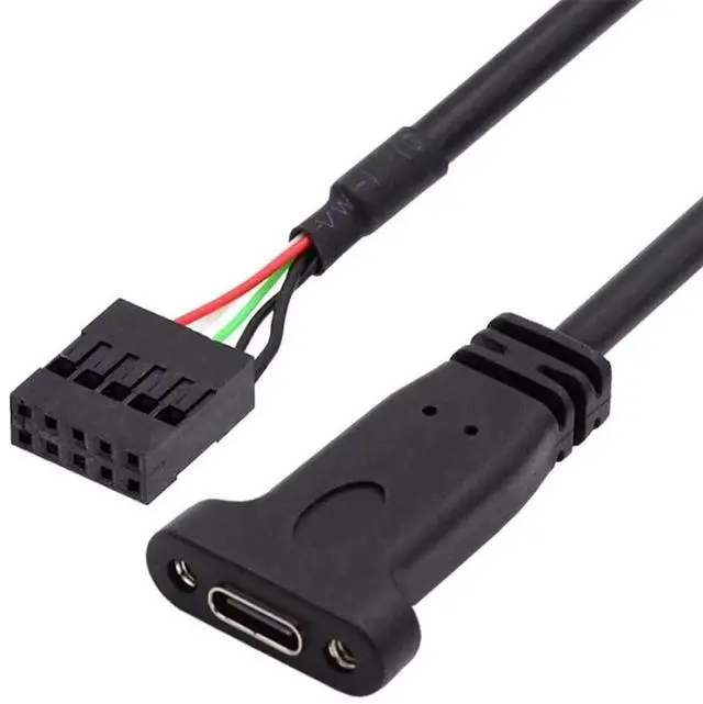 Main image of AJMRTC 20cm SinglePort USB 3.1 TypeC Female to USB 2.0 Motherboard 9Pin 10Pin Header Cable with Bracket, Chassis FrontPanel Mount Adapter Cord for PC Desktop Internal Assembly