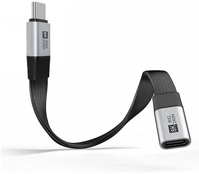 Main image of AJMRTC 20cm Flat Slim FPC USB5 MaletoFemale Extension Cable, 80Gbps, 240W PD, 16K 8K@60Hz 5K Video, Compatible with USB4.0, Thunderbolt 3/4/5 for Chassis & Embedded Installations