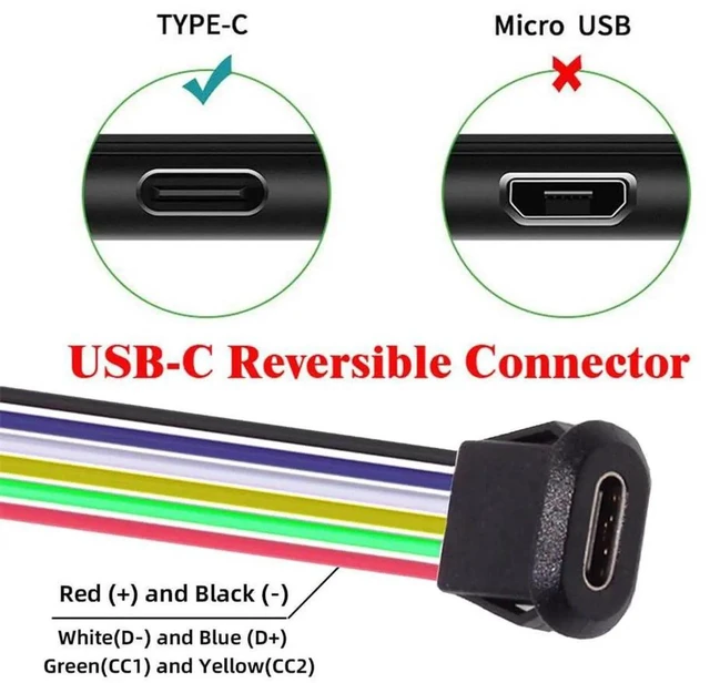 Alt view image 2 of 7 - AJMRTC 5Pcs/Set TypeC Female Socket to 6Pin Header Cable, 2.0mm Pitch, Latch Mount, DIY OEM Cable, DC 5V20V Power Supply for Custom Electronic Project Assembly