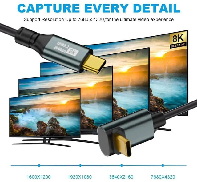 Alt view image 2 of 7 - AJMRTC Stretch Coiled UpAngled USB4 USBC Cable, 20Gbps Data, 100W PD Charging, 8K Video, MaletoMale Retractable Cord for Laptop, Keyboard, Tablet and USBC Compatible Peripherals