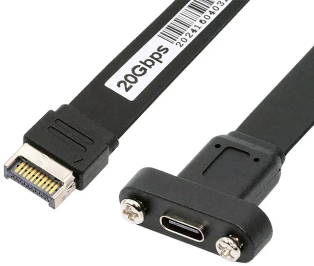 Main image of AJMRTC USB 3.2 Gen2x2 20Pin TypeE IDC Front Panel Header to USBC Female Extension Cable, 20Gbps HighSpeed Motherboard Internal Cable with Panel Mount Screw for Desktop PC Case Modding DIY Build