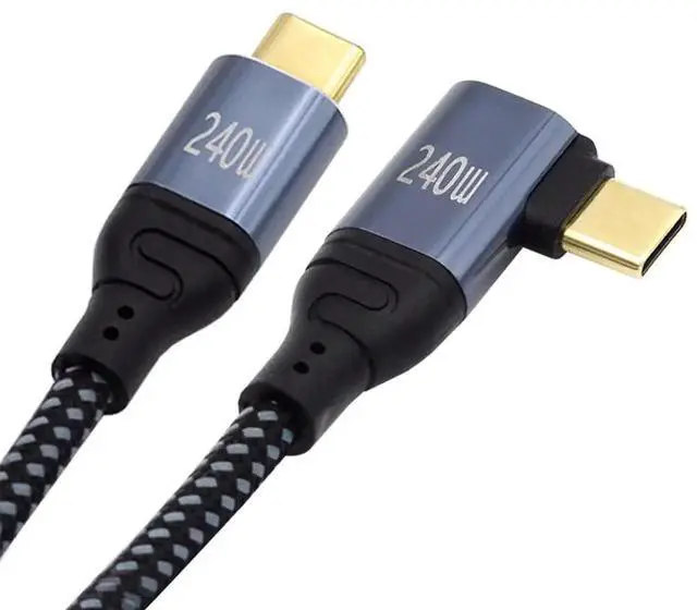 Main image of AJMRTC 100cm 90 Degree LeftRight Angled USBC Cable, 240W PD 48V 5A Fast Charging Cord, 480Mbps USB2.0 Data Transfer, Backward Compatible with 100W Charging for Laptops, Tablets and Smartphones