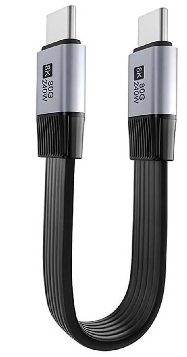Main image of AJMRTC USB5.0 Flat Slim FPC Extension Cable 20cm,Male to Male 80Gbps 240W PD Fast Charge,16K 8K@60Hz Video Cord,Compatible with 40Gbps USB4.0 Thunderbolt 3/4/5 for Laptop Docking Station
