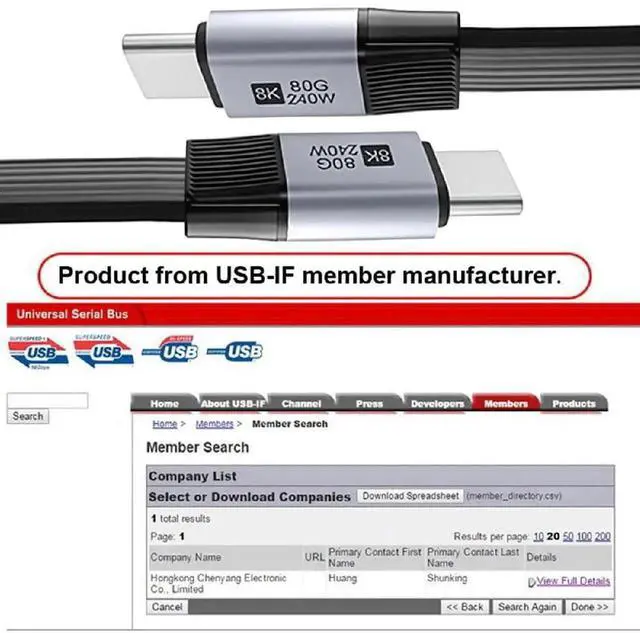 Alt view image 3 of 7 - AJMRTC USB5.0 Flat Slim FPC Extension Cable 20cm,Male to Male 80Gbps 240W PD Fast Charge,16K 8K@60Hz Video Cord,Compatible with 40Gbps USB4.0 Thunderbolt 3/4/5 for Laptop Docking Station