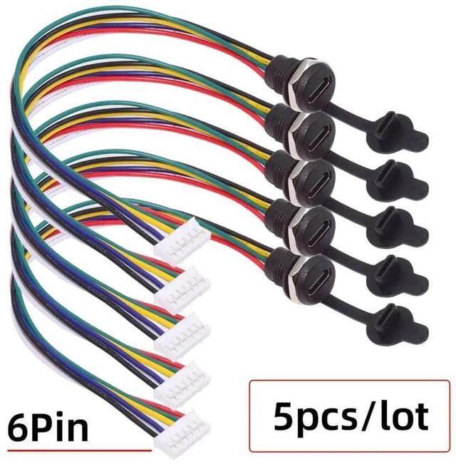 Alt view image 4 of 7 - AJMRTC 5Pcs/Set TypeC Female Socket to 6Pin Header Cable 2.0mm Pitch Panel Mount,DC 5V20V PD Power DIY OEM Cable for Electronic Project,Prototype Circuit Board Repair