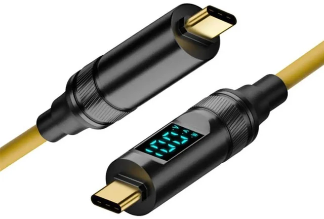 Main image of AJMRTC Smart LED Display USB4 TypeC Male to Male Cable 200CM,20Gbps Data 100W PD Fast Charging 8K Video Cord for Laptops,Mobile Phones,External SSD Drives & USBC Devices