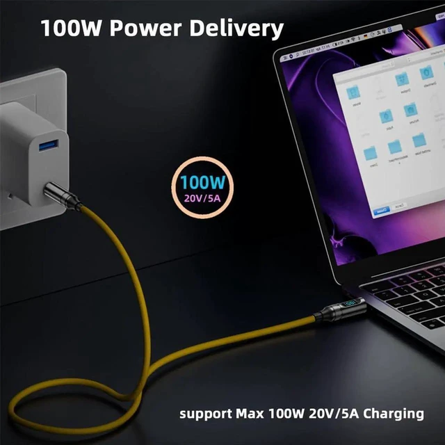 Alt view image 4 of 7 - AJMRTC Smart LED Display USB4 TypeC Male to Male Cable 200CM,20Gbps Data 100W PD Fast Charging 8K Video Cord for Laptops,Mobile Phones,External SSD Drives & USBC Devices