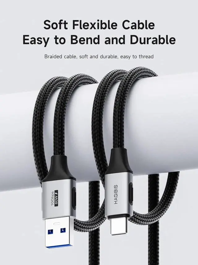 Alt view image 3 of 7 - AJMRTC USBA to USBC Cable 4.9FT,USB3.2 Gen2 10Gbps Data 60W 20V/3A Fast Charging CarPlay Cord for iPhone 17 16 Pro Max,Galaxy S25 Ultra S25+,MacBook Pro,iPad USBC Devices