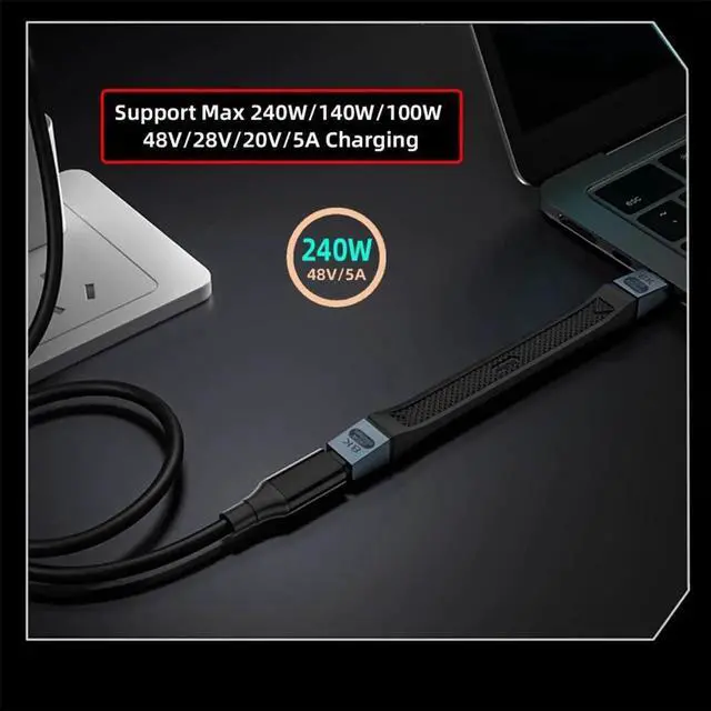 Alt view image 2 of 7 - AJMRTC USB5.0 Flat Slim FPC Cable 13cm,80Gbps Data 240W PD Fast Charge,16K@30Hz 8K@60Hz 5K@60Hz Video Cord Compatible with USB4.0 Thunderbolt 3/4/5 for SSD Docking Station