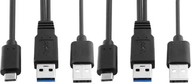 Main image of AJMRTC 2Pack TypeC to USB3.0 & USB2.0 Dual YCable,USBC Male to Dual USBA Male Power Data YSplitter Cord for External Hard Drives,Laptops,Portable Storage Devices