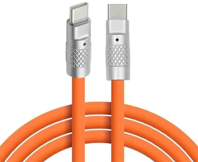 Main image of AJMRTC 2M Orange Liquid Silicone USBC to USBC Cable,Ultra Soft 120W PD Fast Charge USB2.0 Data Cord for Laptops,Tablets,Smartphones,Flexible SkinFriendly Silicone Charging Cable